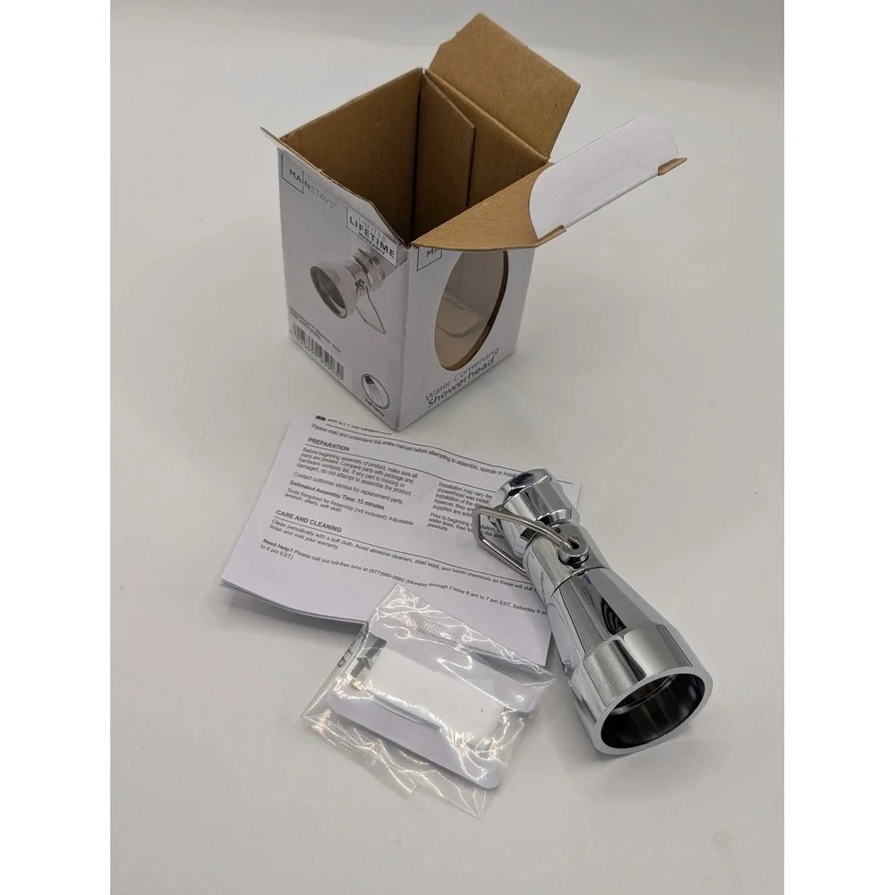 Mainstays Water Conserving Showerhead Chrome Single Spray 1.8 GPM SJ-SH028-1 NEW